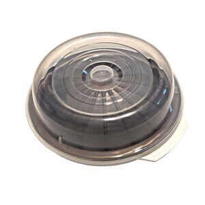 Microwave Roasting Plate with Clear Plastic Lid Browing Griddle White Bowl NEW